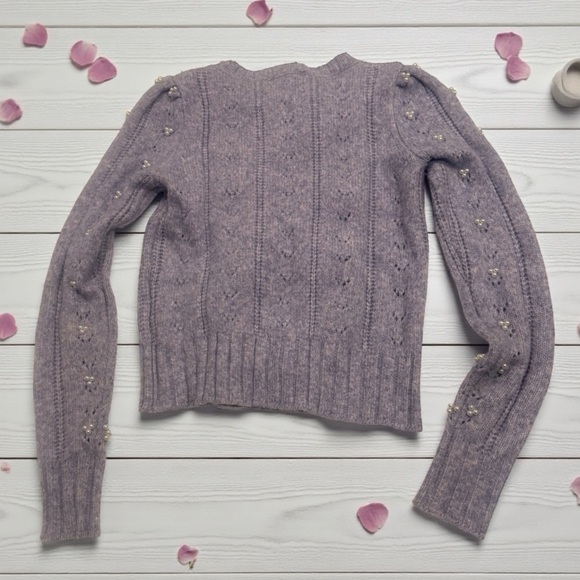 Industry Gray Ruffled Sweater with Pearl Embellishments size XS - Picture 3 of 6